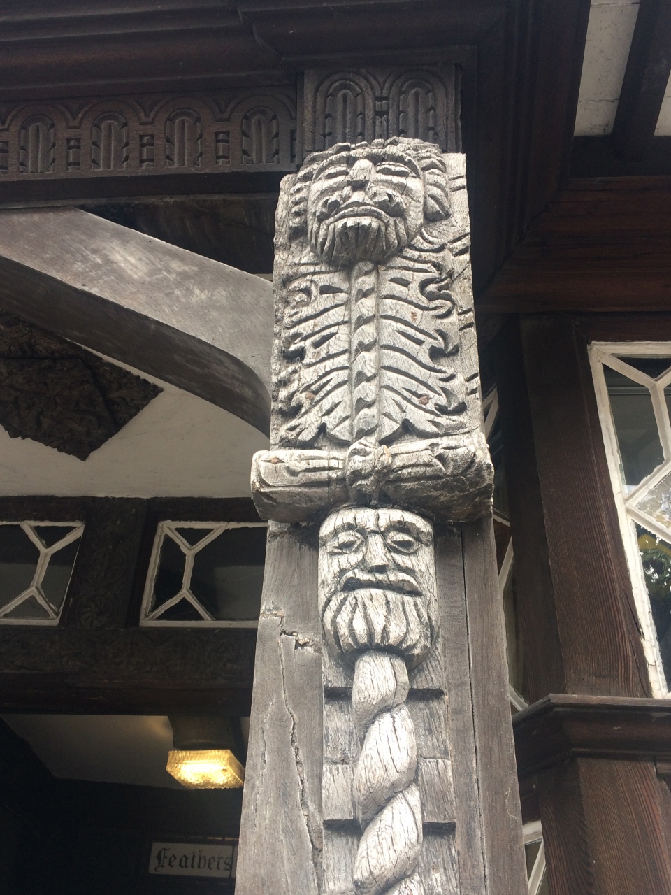 These fabulous old carvings adorn the building